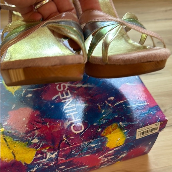 Vintage Chinese Laundry Women's Pink, Pastel and Gold Strappy High Heels Size 8 - Picture 10 of 16